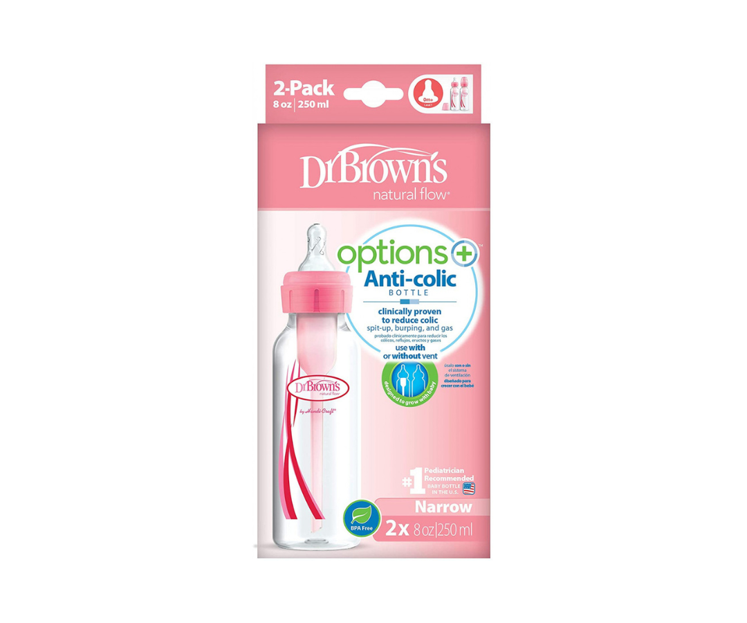 SET 2 BIBERONES 8 OZ OP/STD ROSADO DR BROWN´S