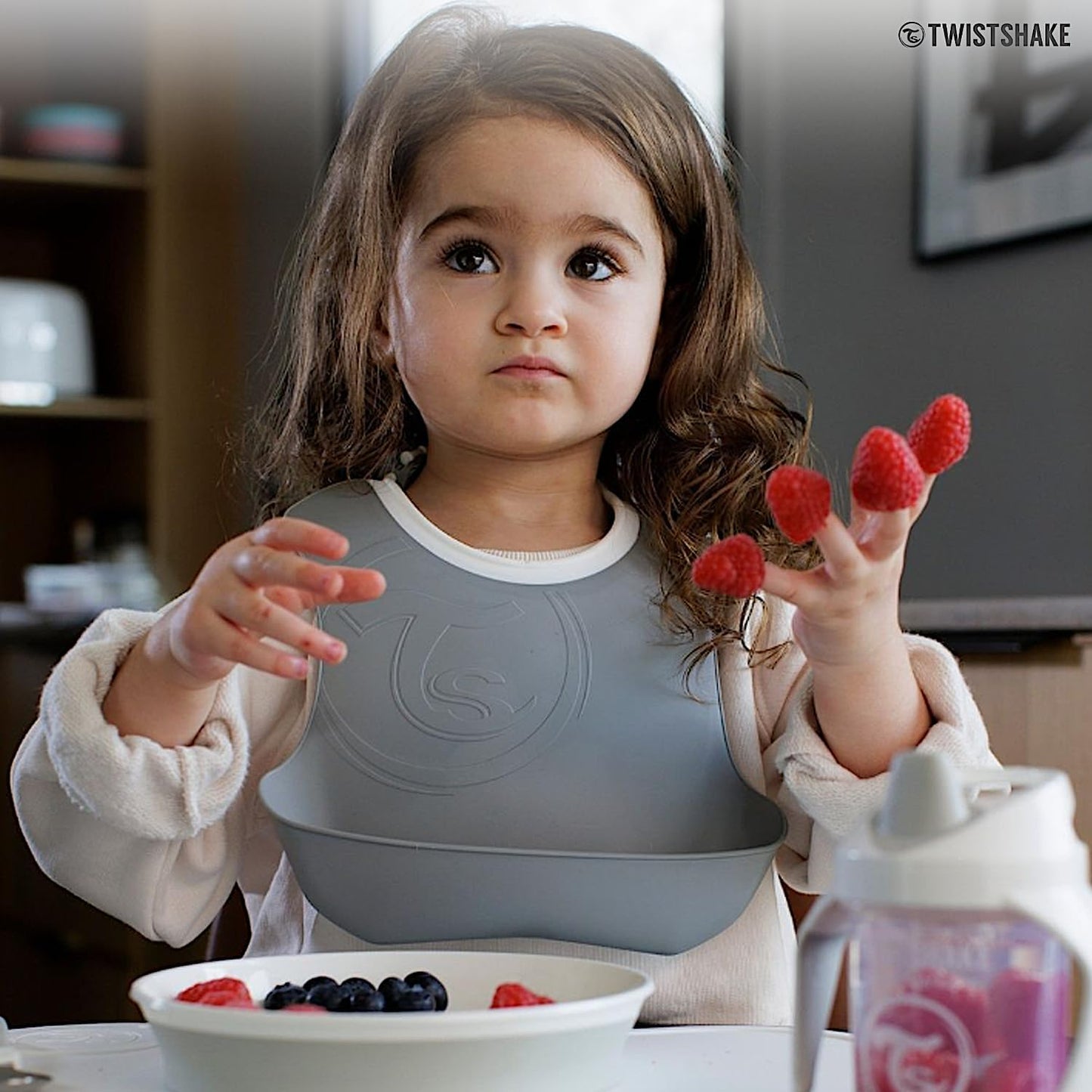 Babero Gris Pastel + Blanco