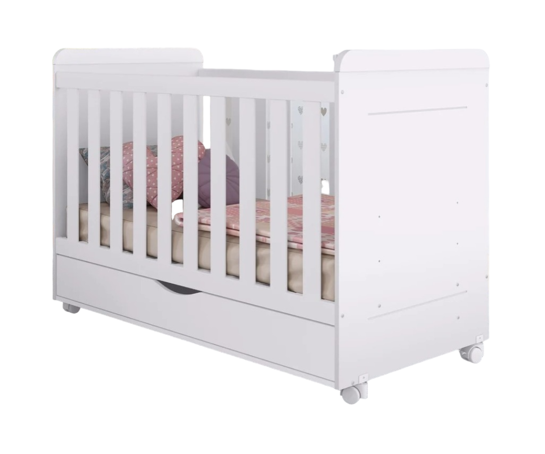 Cuna Con Cajón Color Blanco Multimovies