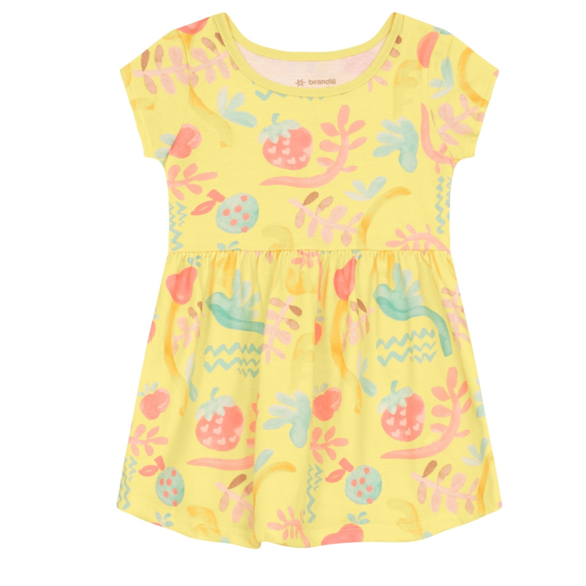 Vestido Nena Fresas | Amarillo Rosado Brandili