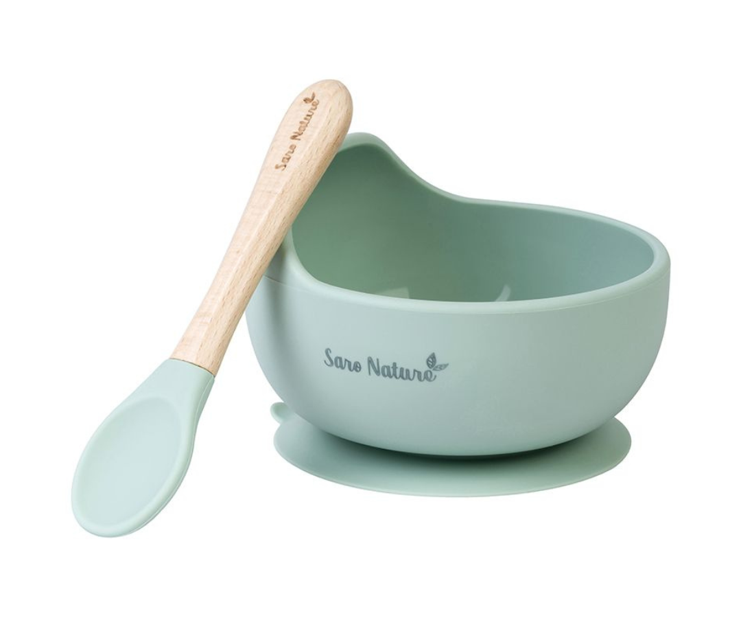 Cuenco con ventosa y cuchara mint