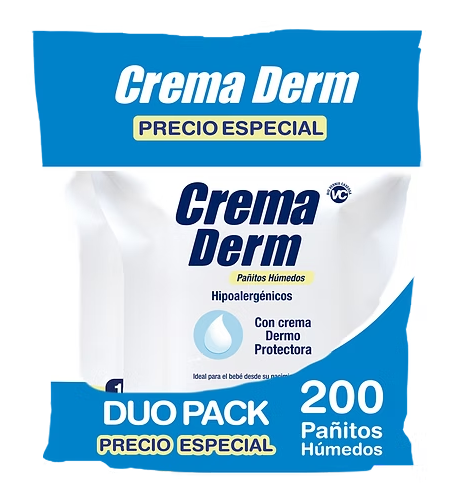 Pañitos húmedos x200 Crema Derm