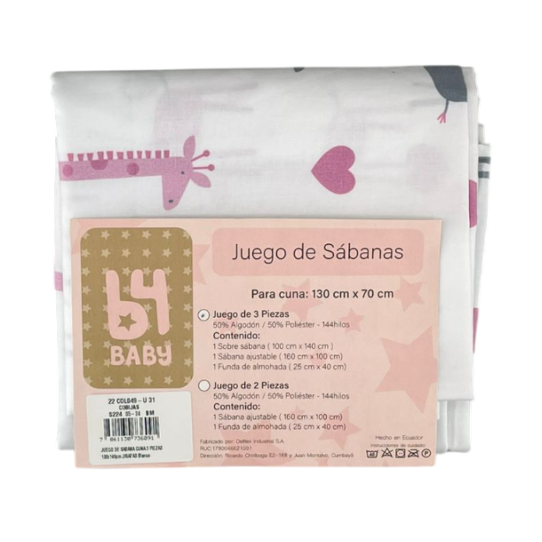 Juego De Sábanas Tres Piezas | Jirafas B4 Baby