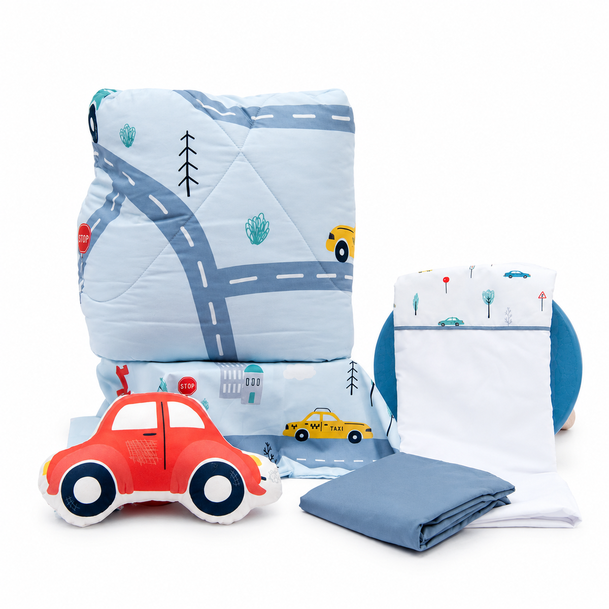 Set: edredón, sábanas y cojin carritos | B4Baby