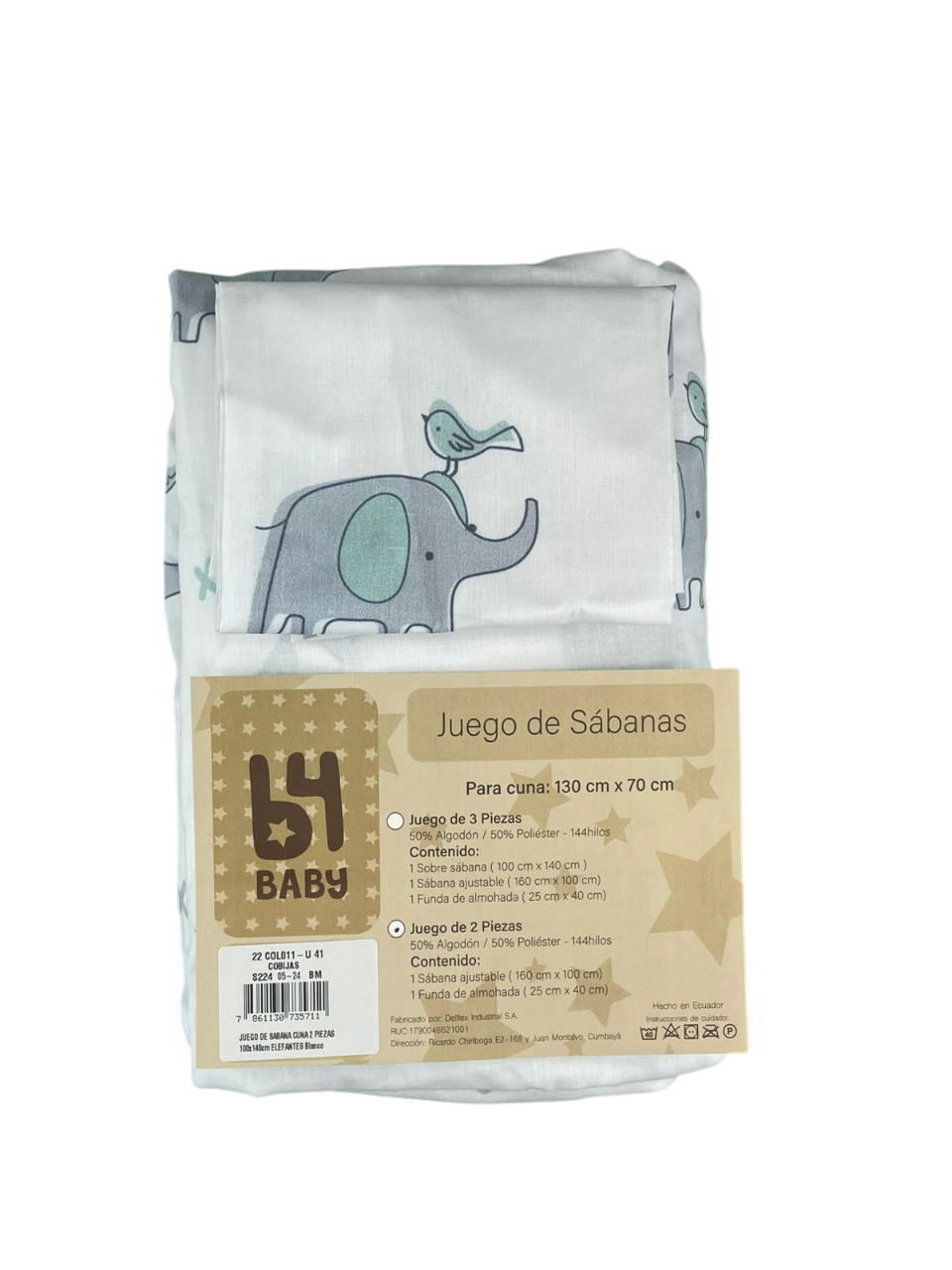 Juego De Sábanas 2 Piezas | Elefantes B4 Baby