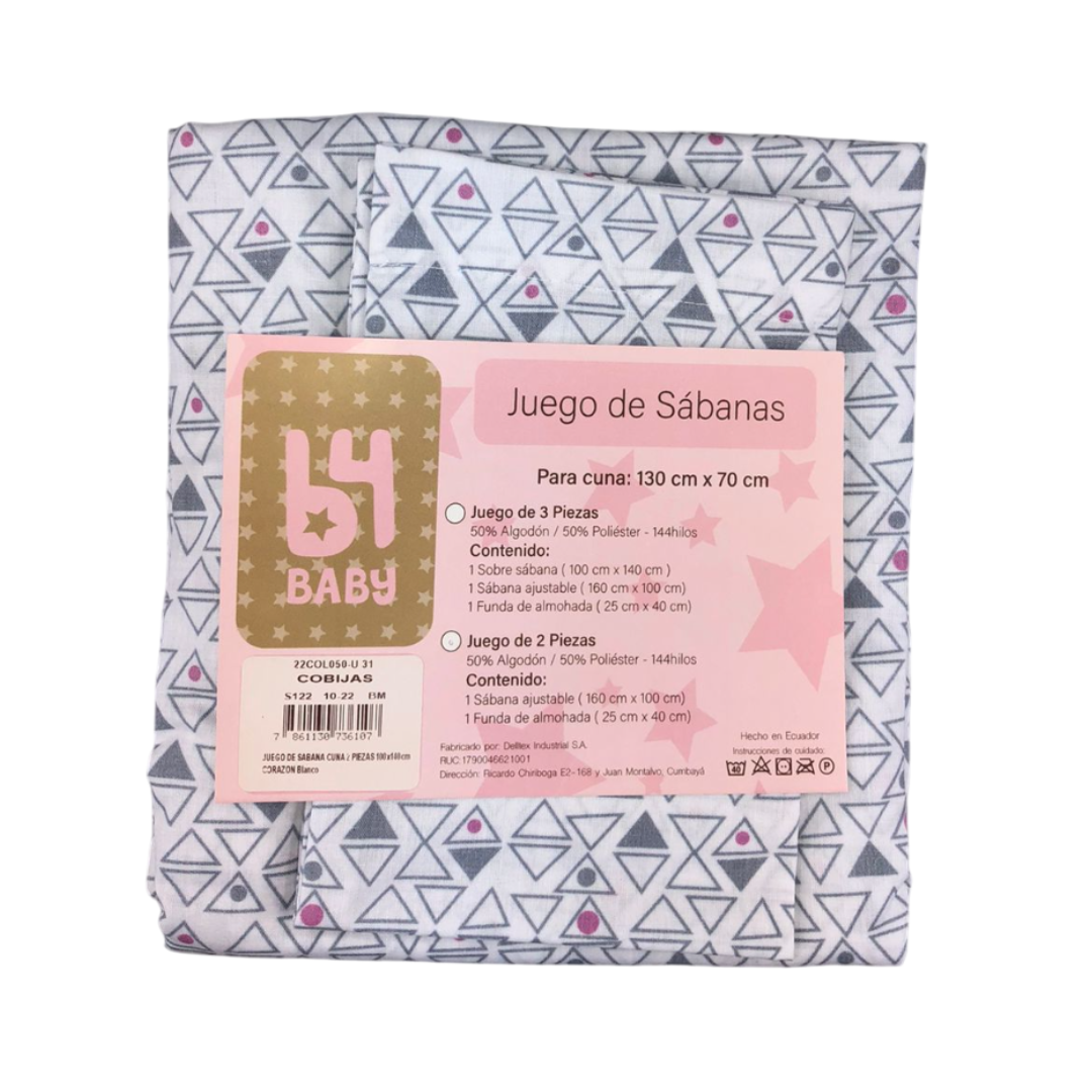 Juego De Sábanas 2 Piezas | Triángulos B4 Baby