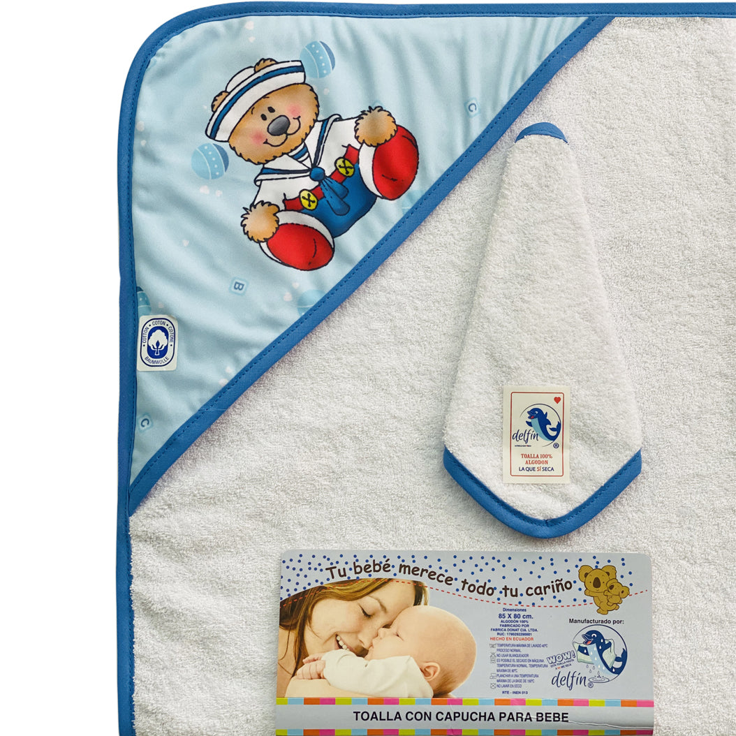 Toalla Capucha Infantil Nino 80X85Cm