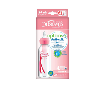 SET 2 BIBERONES 8 OZ OP/STD ROSADO DR BROWN´S