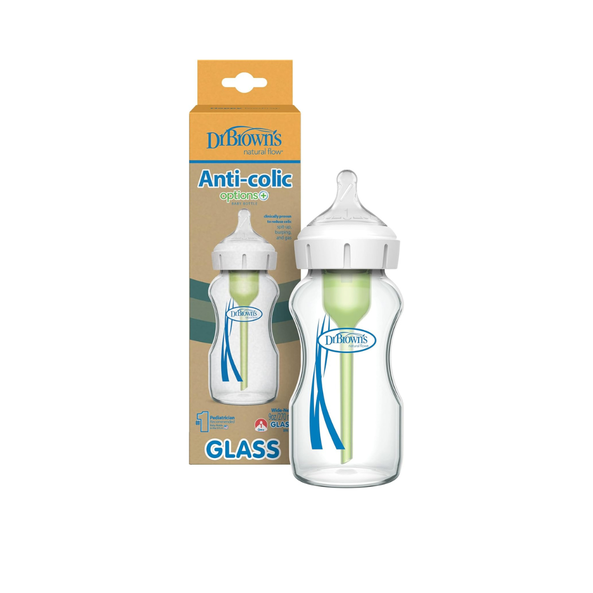 Biberón options boca ancha vidrio 9 onzas