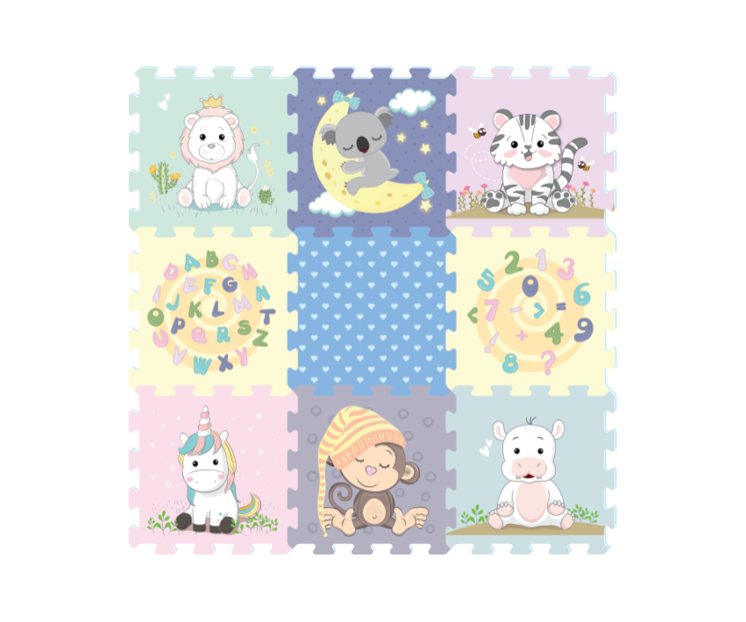 Alfombra animales bebés 9 piezas