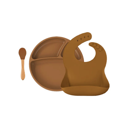 Set de babero cuchara y plato con divisiones