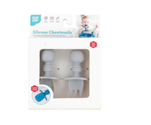 Cubiertos Silicona Con Tope Grey Bumkins