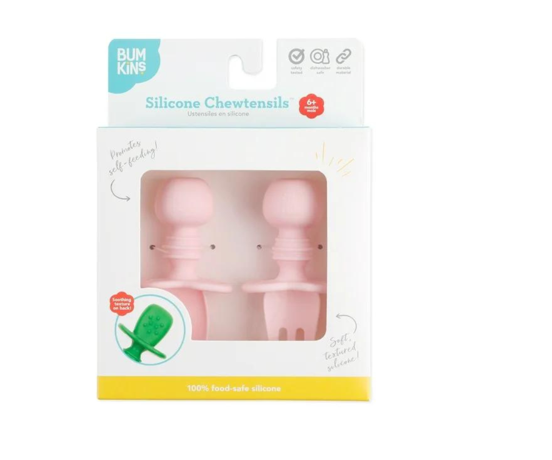 Cubiertos Silicona Con Tope Pink Bumkins