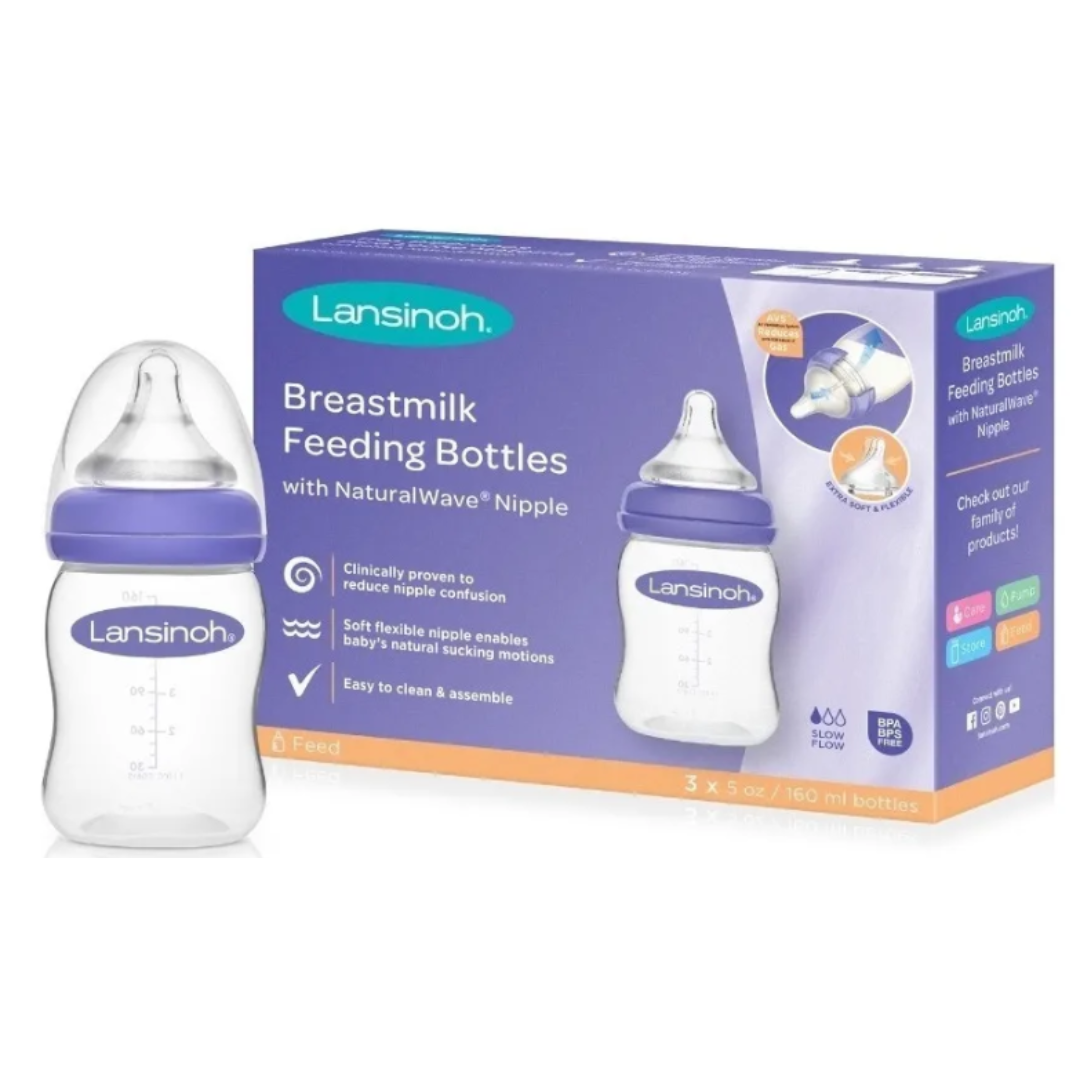 Set biberón boca ancha Lansinoh 5oz x3