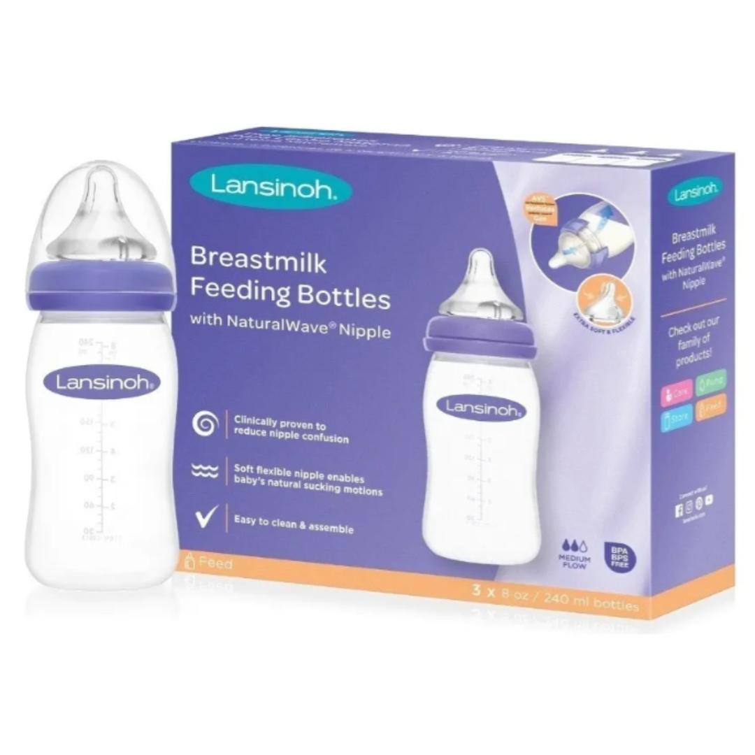 Set biberón boca ancha Lansinoh 8oz x3