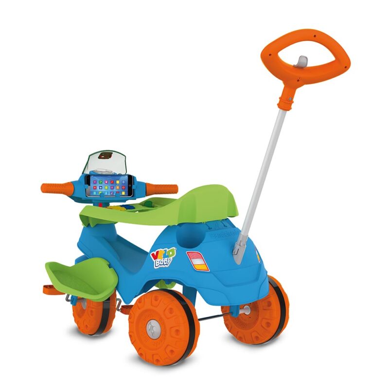 Triciclo Con Barra De Empuje Y Pedal | Azul - Brinquedos