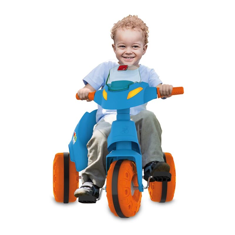 Triciclo Con Barra De Empuje Y Pedal | Azul - Brinquedos