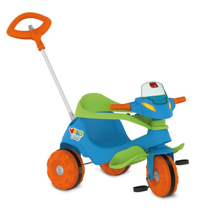 Triciclo Con Barra De Empuje Y Pedal | Azul - Brinquedos