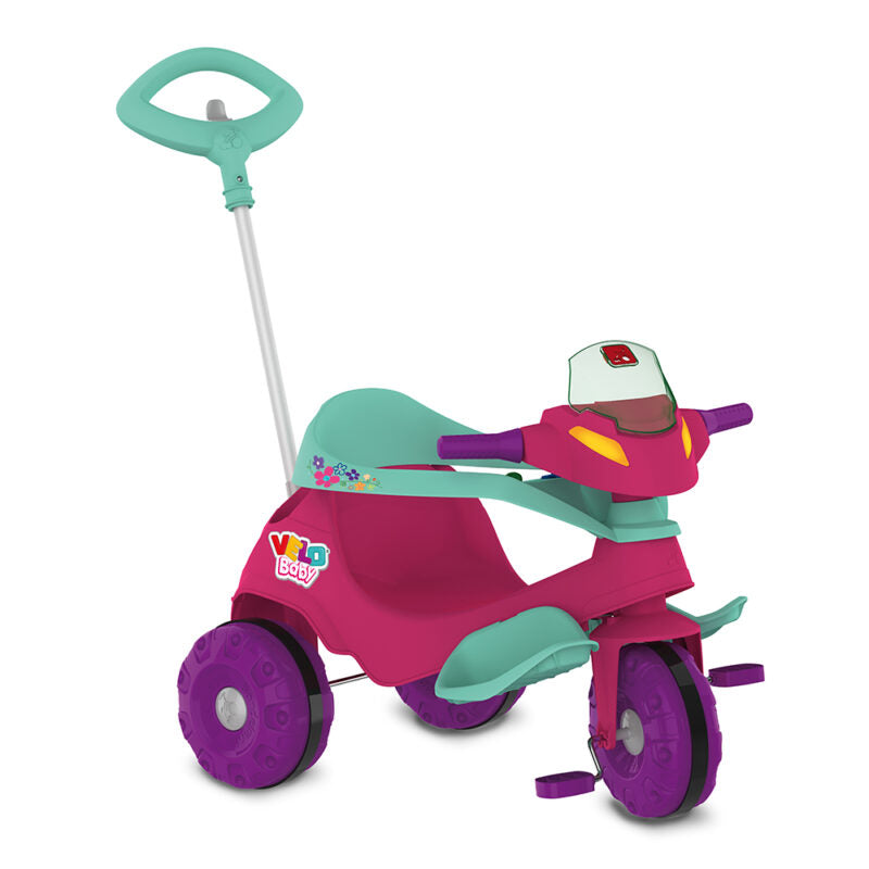 Triciclo Con Barra De Empuje Y Pedal | Rosa - Brinquedos