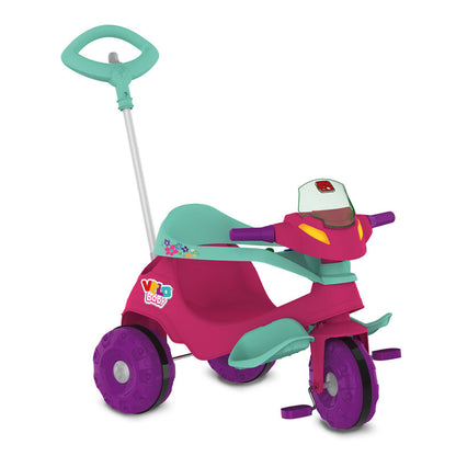 Triciclo Con Barra De Empuje Y Pedal | Rosa - Brinquedos