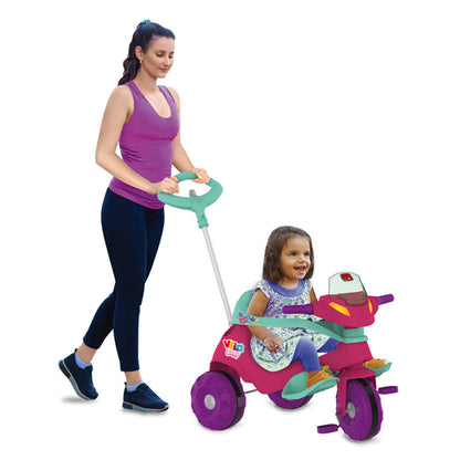 Triciclo Con Barra De Empuje Y Pedal | Rosa - Brinquedos