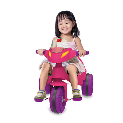Triciclo Con Barra De Empuje Y Pedal | Rosa - Brinquedos