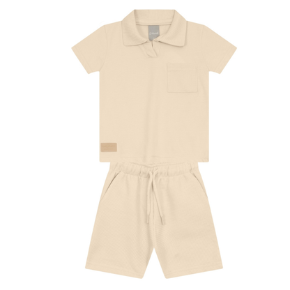 Camisa Polo Y Bermuda Nene | Beige Mundi