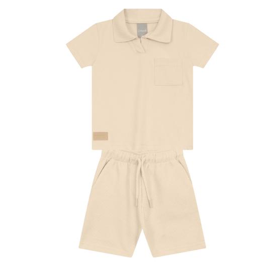 Camisa Polo Y Bermuda Nene | Beige Mundi