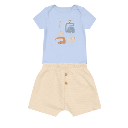 Body Y Bermuda Nene | Animales Azul Brandili