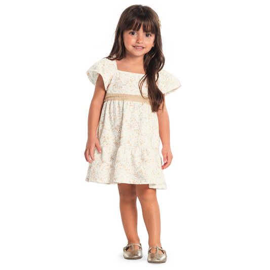 Vestido Nena Flores | Beige Mundi