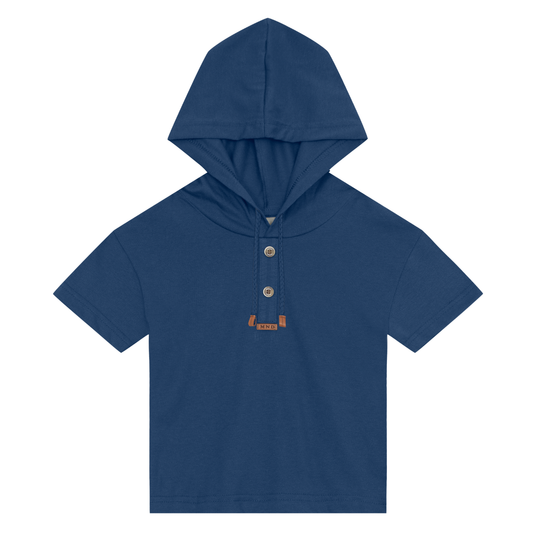 Camiseta Con Capota Y Bermuda Nene | Azul Mundi