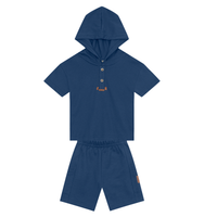 Camiseta Con Capota Y Bermuda Nene | Azul Mundi