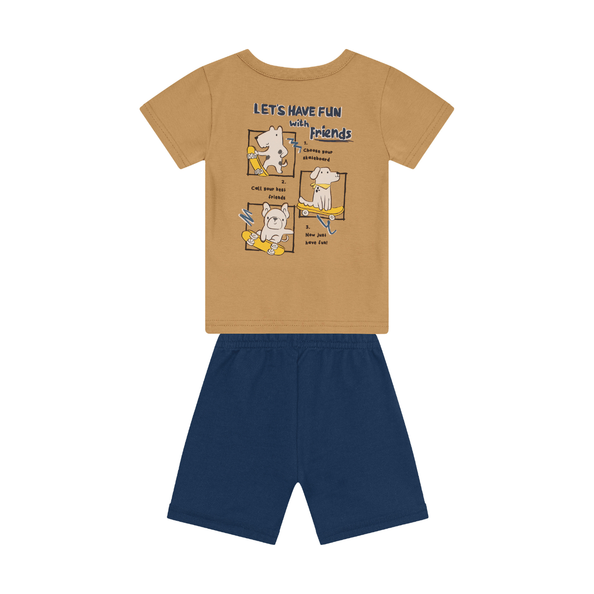 Camiseta Y Bermuda Nene Friends | Beige Brandili