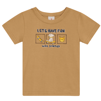 Camiseta Y Bermuda Nene Friends | Beige Brandili
