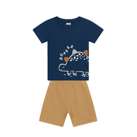 Camiseta Y Bermuda Nene Dinosaurio | Azul Brandili