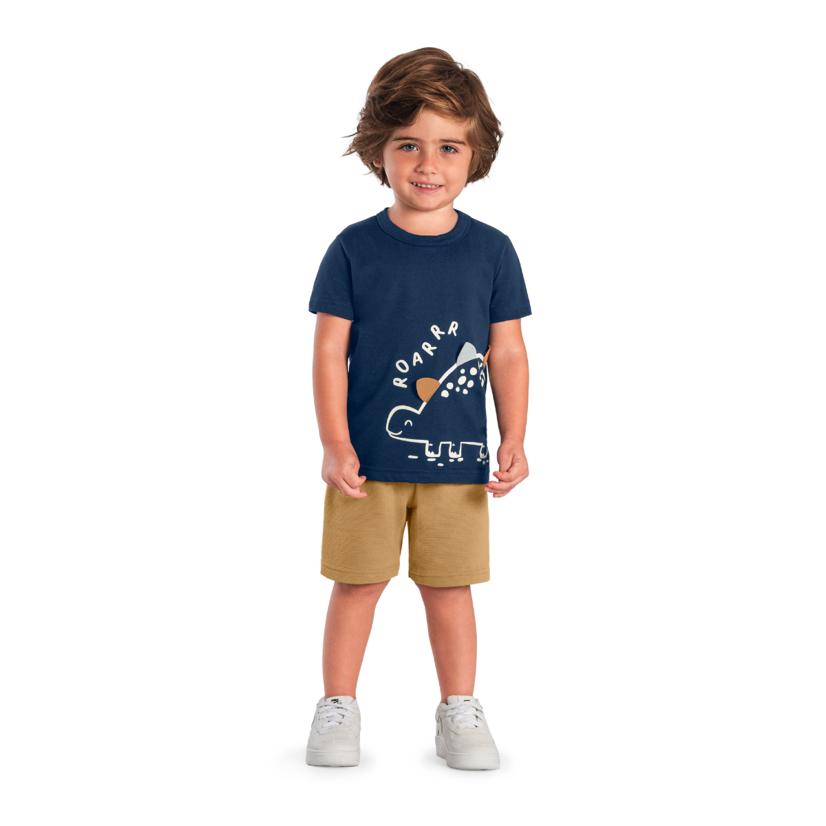 Camiseta Y Bermuda Nene Dinosaurio | Azul Brandili