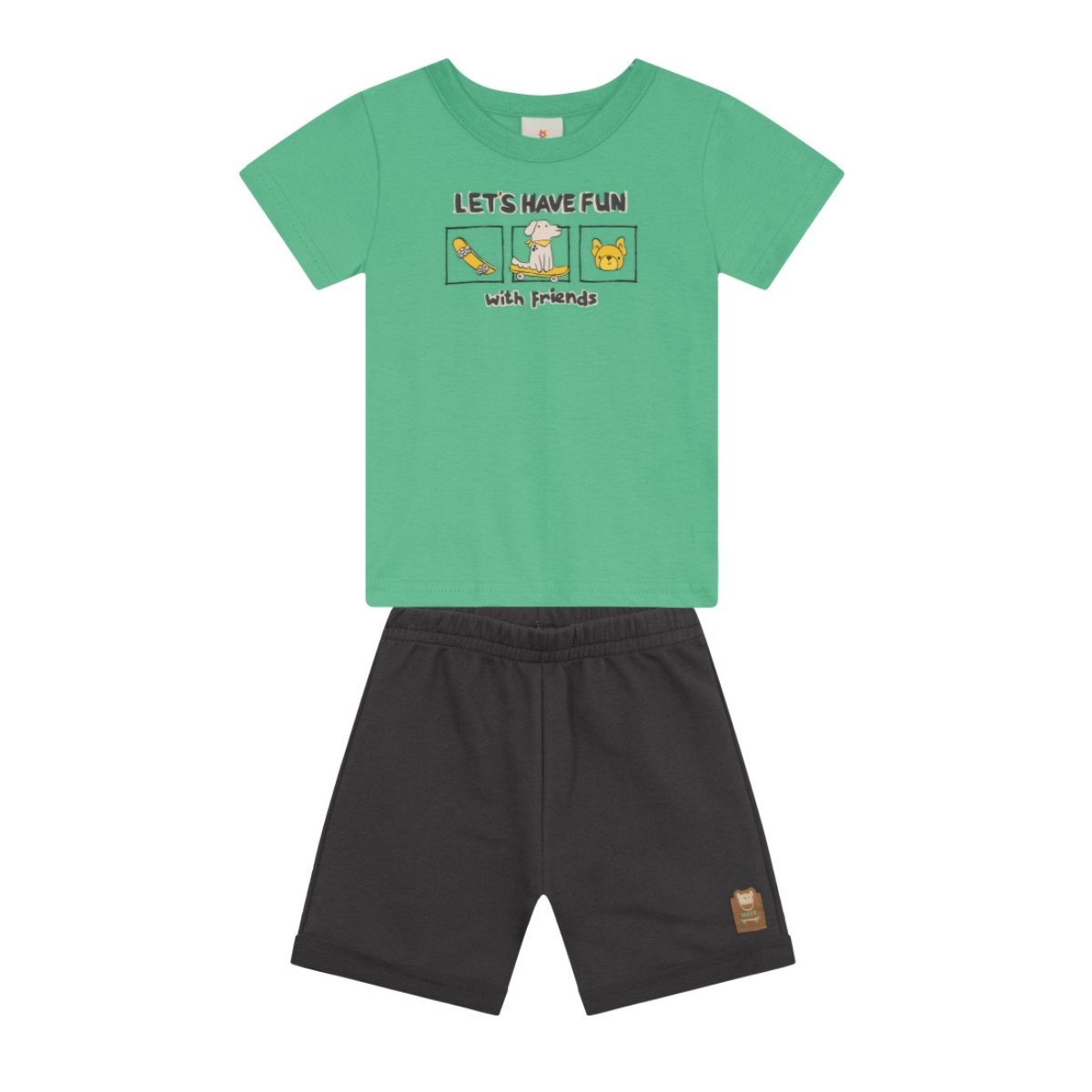 Camiseta Y Bermuda Nene Friends | Verde Brandili