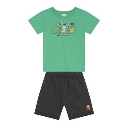 Camiseta Y Bermuda Nene Friends | Verde Brandili