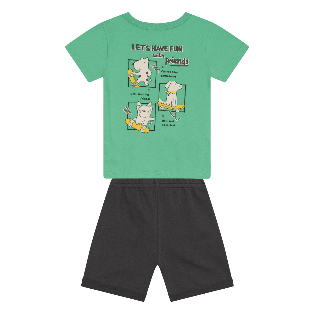 Camiseta Y Bermuda Nene Friends | Verde Brandili