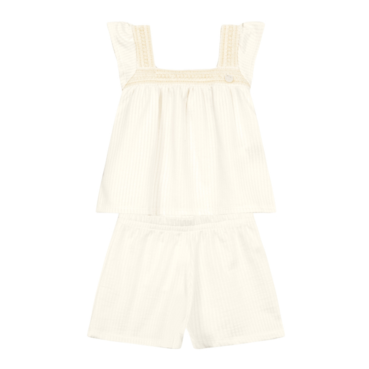 Blusa Y Shorts Nena | Blanco y Beige Mundi