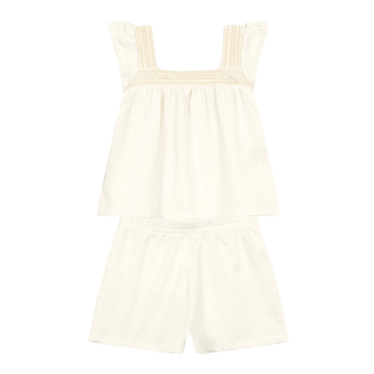 Blusa Y Shorts Nena | Blanco y Beige Mundi