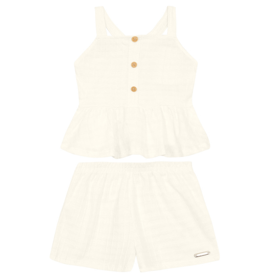 Blusa Y Shorts Nena | Blanco Brandili