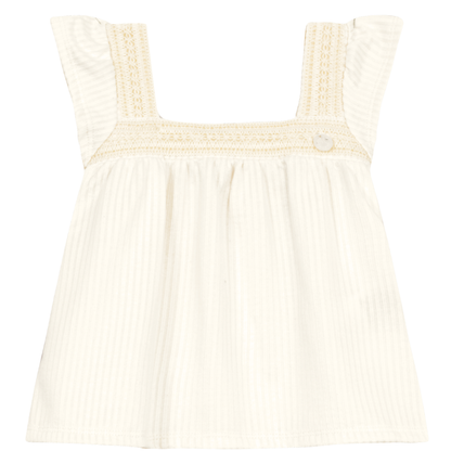 Blusa Y Shorts Nena | Blanco y Beige Mundi