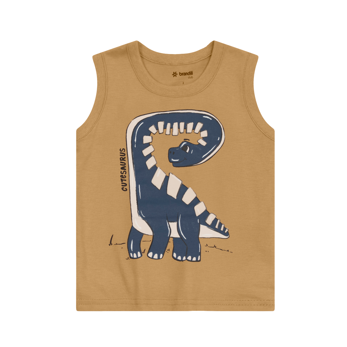 Camiseta Sin Mangas Y Bermuda Nene Cutesaurus | Naranja Brandili