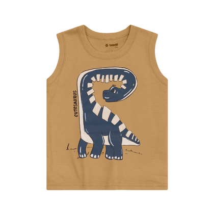 Camiseta Sin Mangas Y Bermuda Nene Cutesaurus | Naranja Brandili