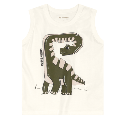 Camiseta Sin Mangas Y Bermuda Nene Cutesaurus | Blanco Brandili