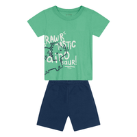 Camiseta Y Bermuda Nene Rawr | Verde Brandili