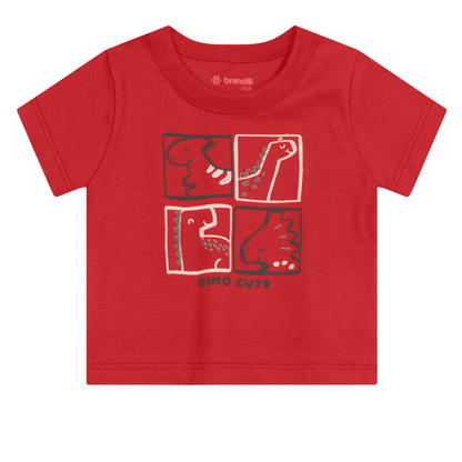 Camiseta Y Bermuda Nene Dino | Rojo Brandili