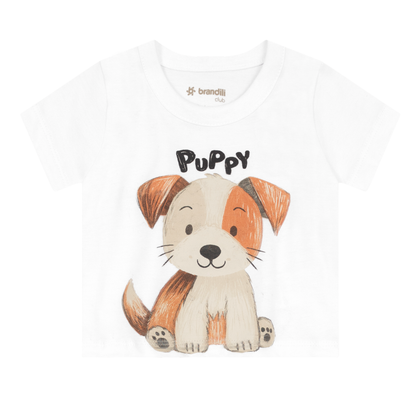 Camiseta Y Bermuda Nene Puppy | Blanco Brandili