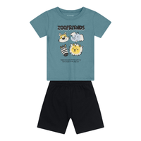 Camiseta Y Bermuda Nene Zoofriends | Azul Brandili